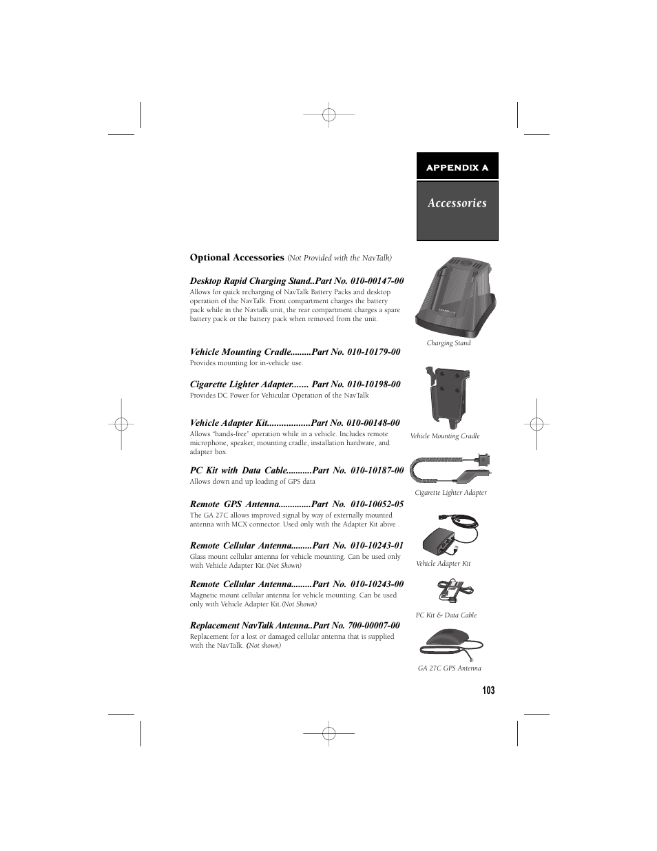 Accessories | Garmin NavTalk User Manual | Page 115 / 128