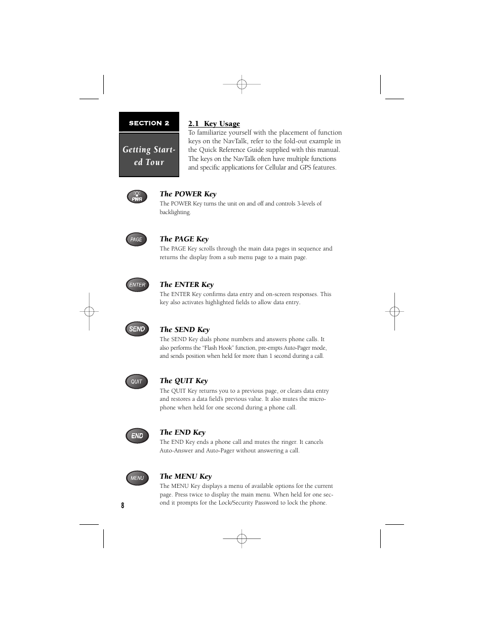 Getting start- ed tour | Garmin NavTalk User Manual | Page 20 / 128