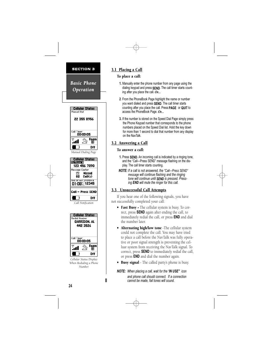 Basic phone operation | Garmin NavTalk User Manual | Page 36 / 128