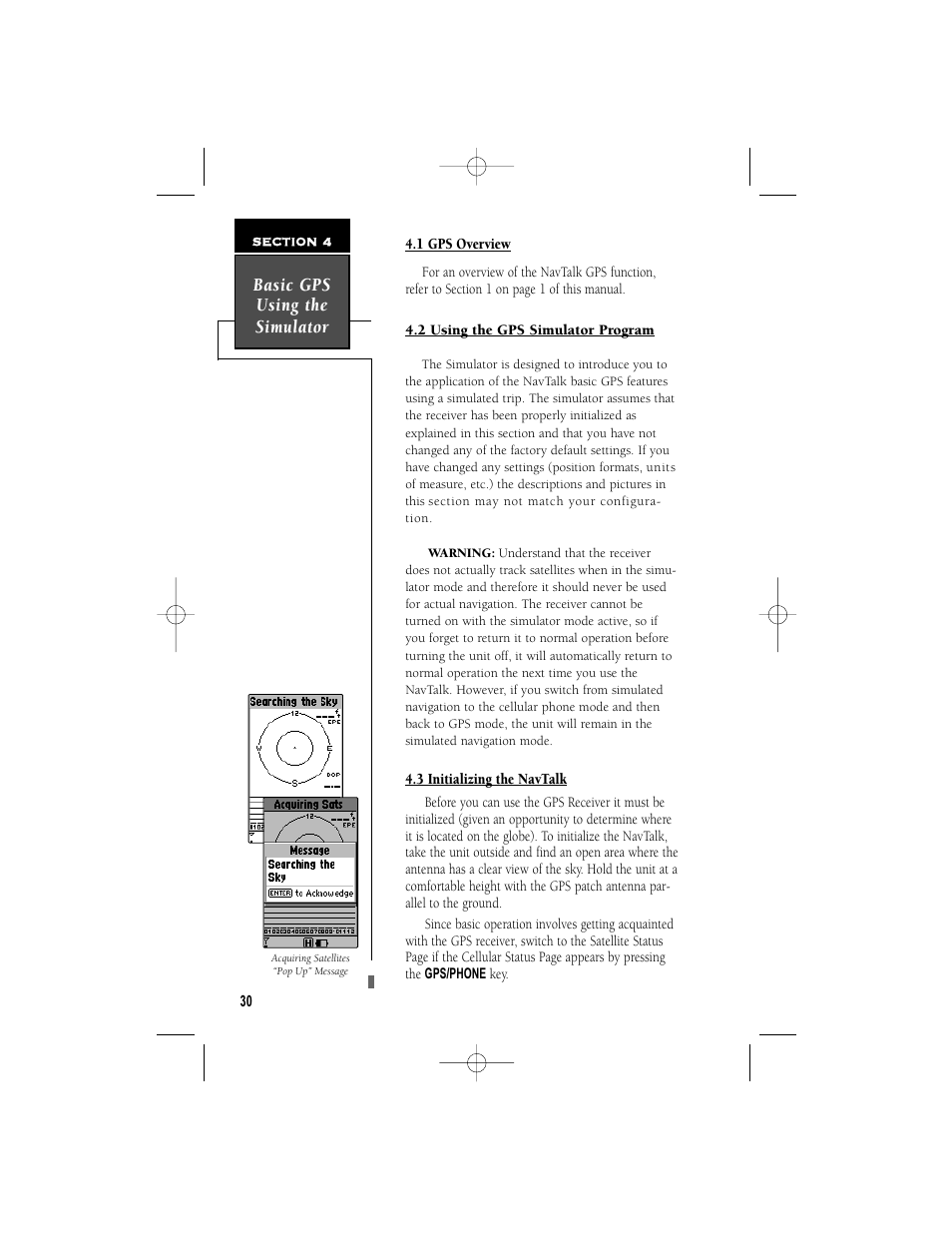 Basic gps using the simulator | Garmin NavTalk User Manual | Page 42 / 128