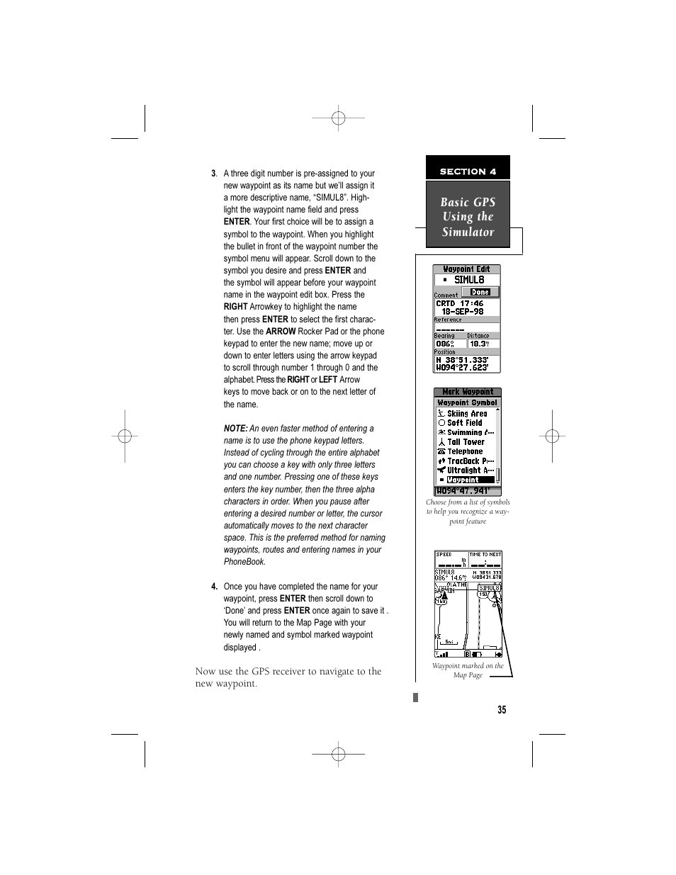 Basic gps using the simulator | Garmin NavTalk User Manual | Page 47 / 128