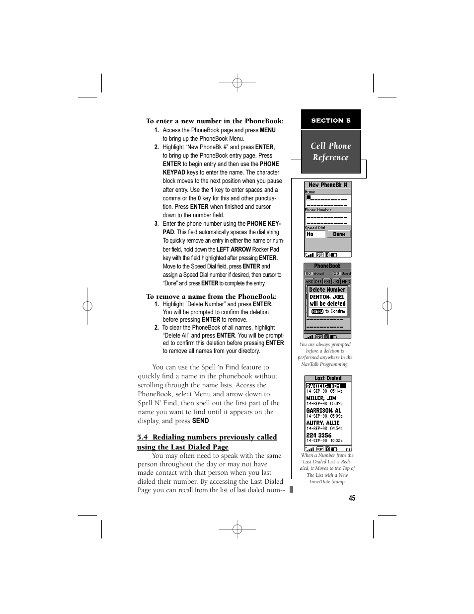 Cell phone reference | Garmin NavTalk User Manual | Page 57 / 128