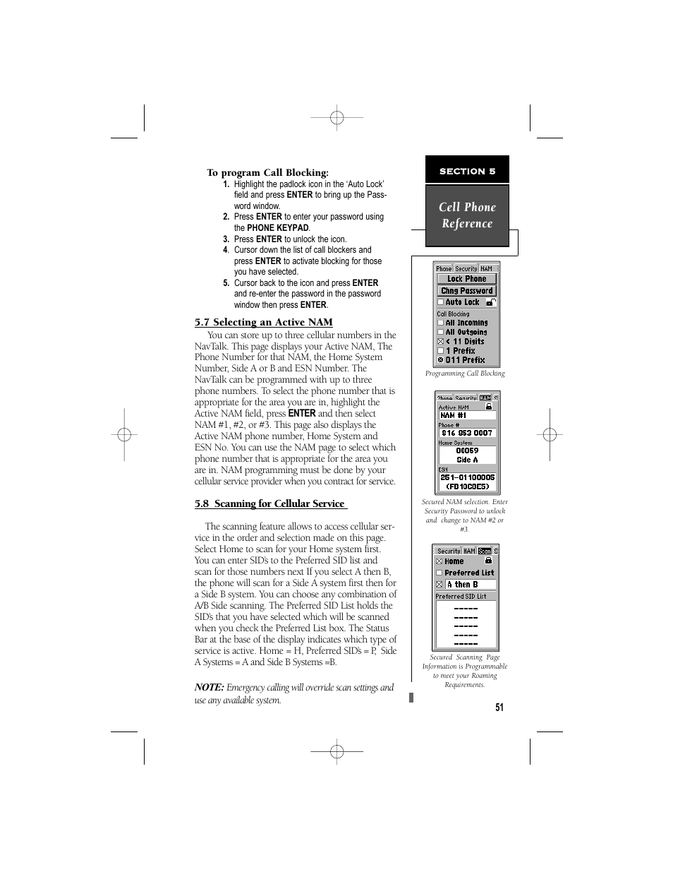 Cell phone reference | Garmin NavTalk User Manual | Page 63 / 128