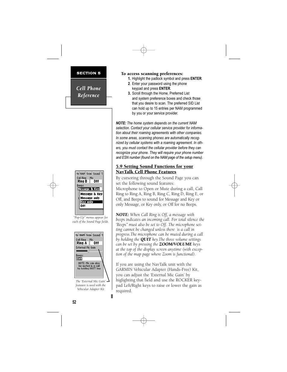 Cell phone reference | Garmin NavTalk User Manual | Page 64 / 128