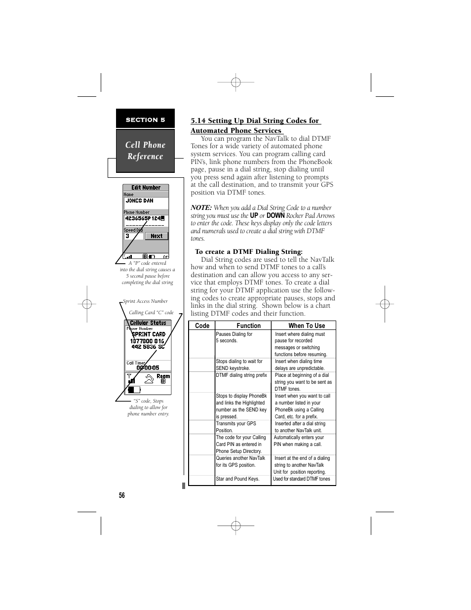 Cell phone reference | Garmin NavTalk User Manual | Page 68 / 128