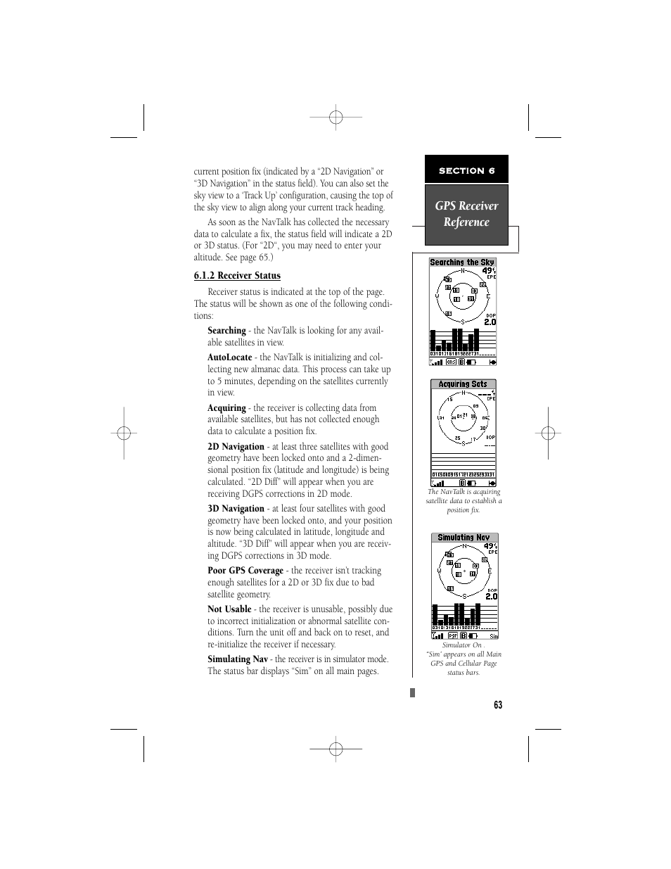 Gps receiver reference | Garmin NavTalk User Manual | Page 75 / 128