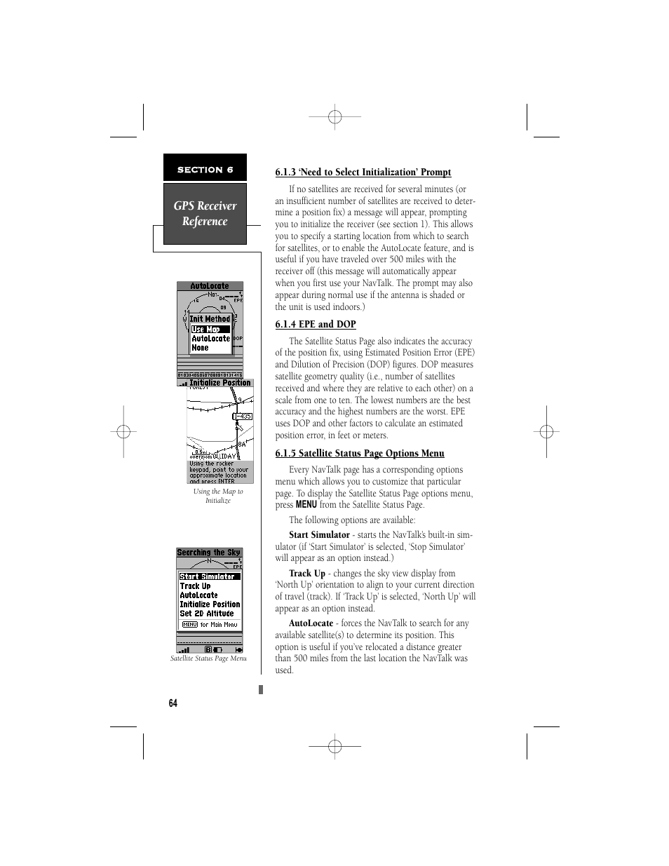 Gps receiver reference | Garmin NavTalk User Manual | Page 76 / 128