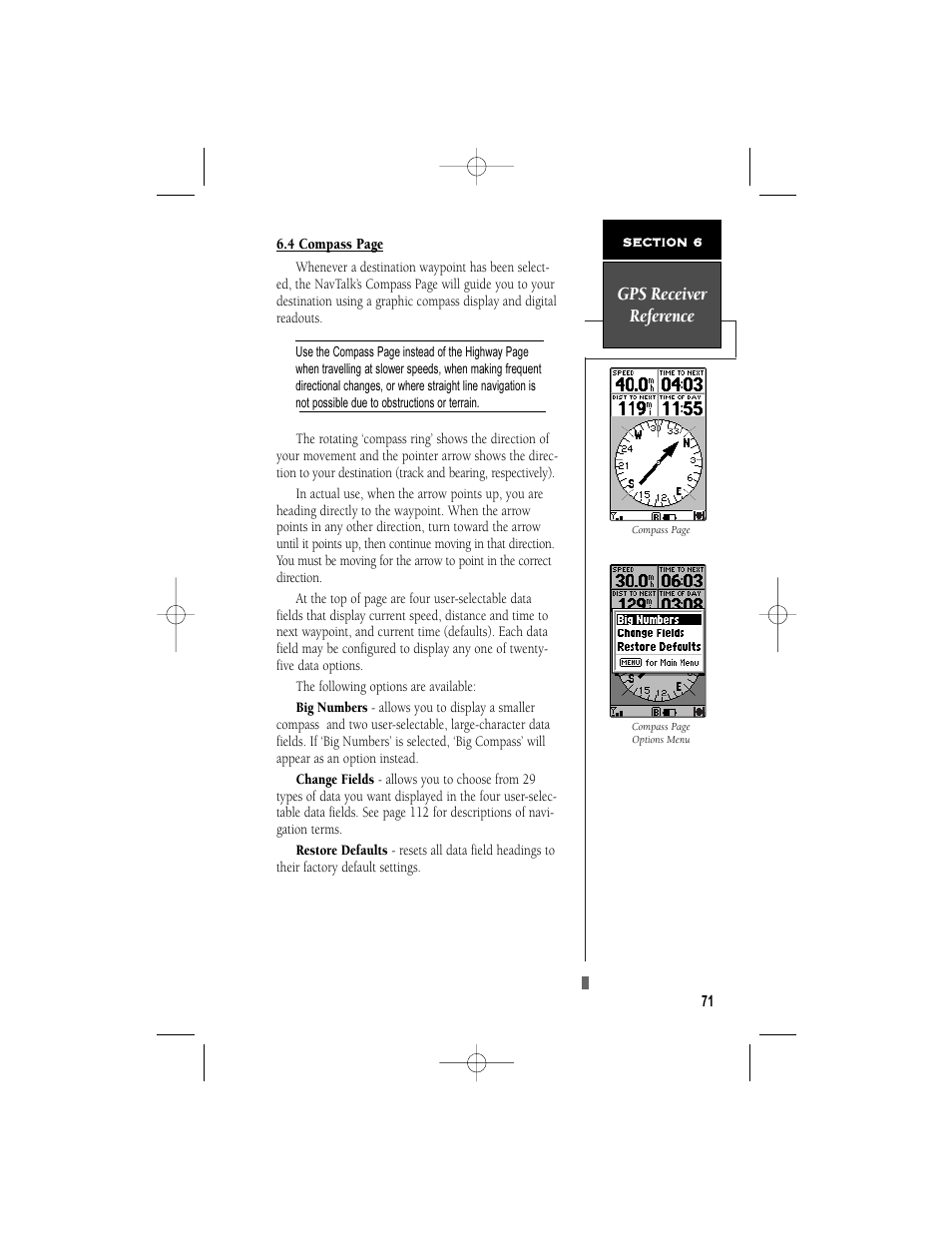 Gps receiver reference | Garmin NavTalk User Manual | Page 83 / 128