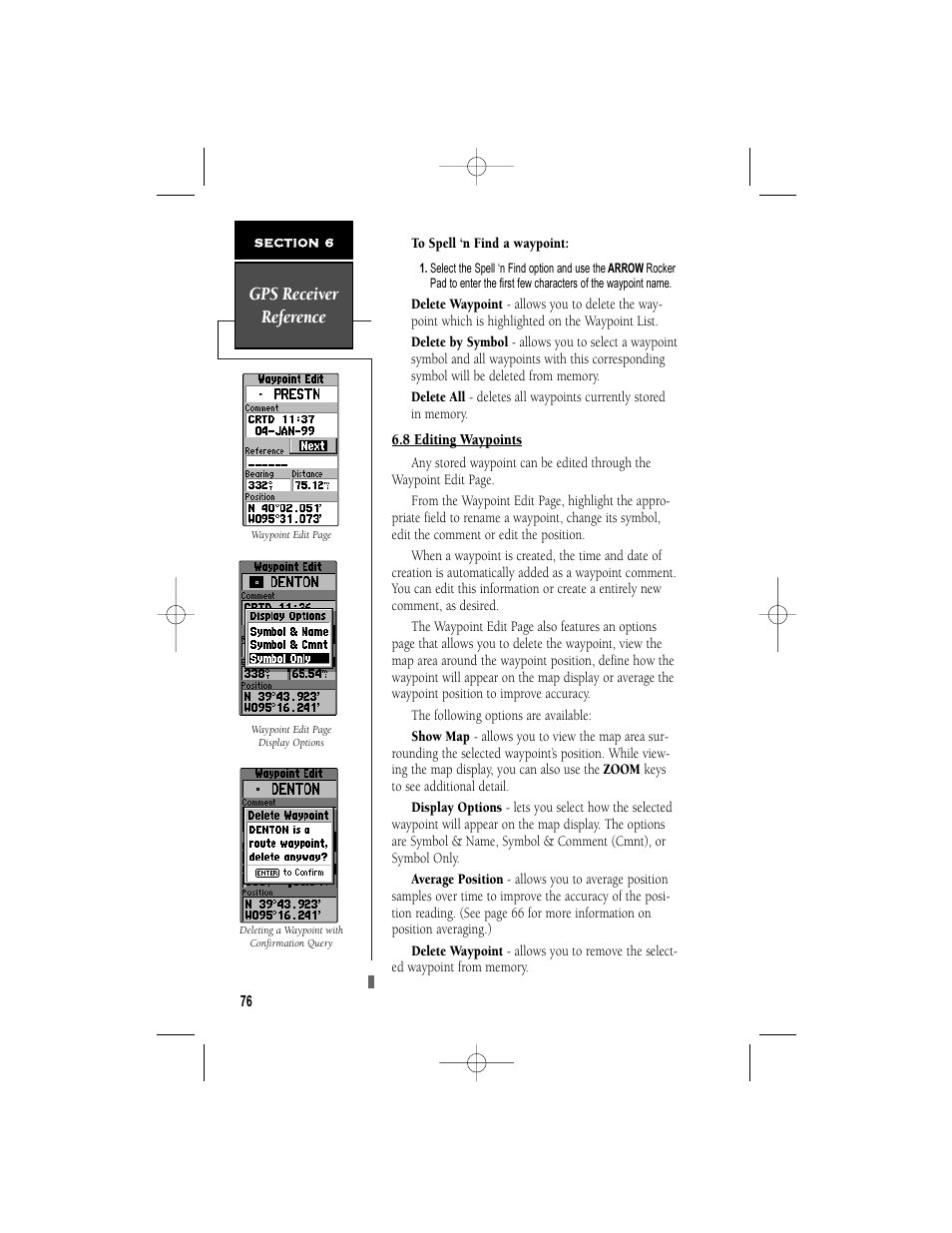 Gps receiver reference | Garmin NavTalk User Manual | Page 88 / 128