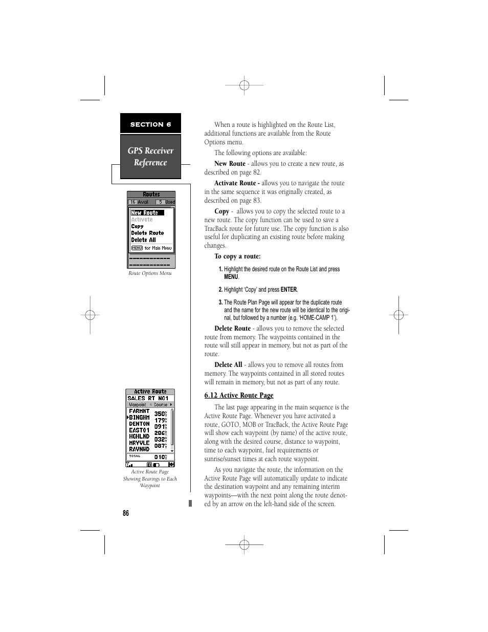 Gps receiver reference | Garmin NavTalk User Manual | Page 98 / 128