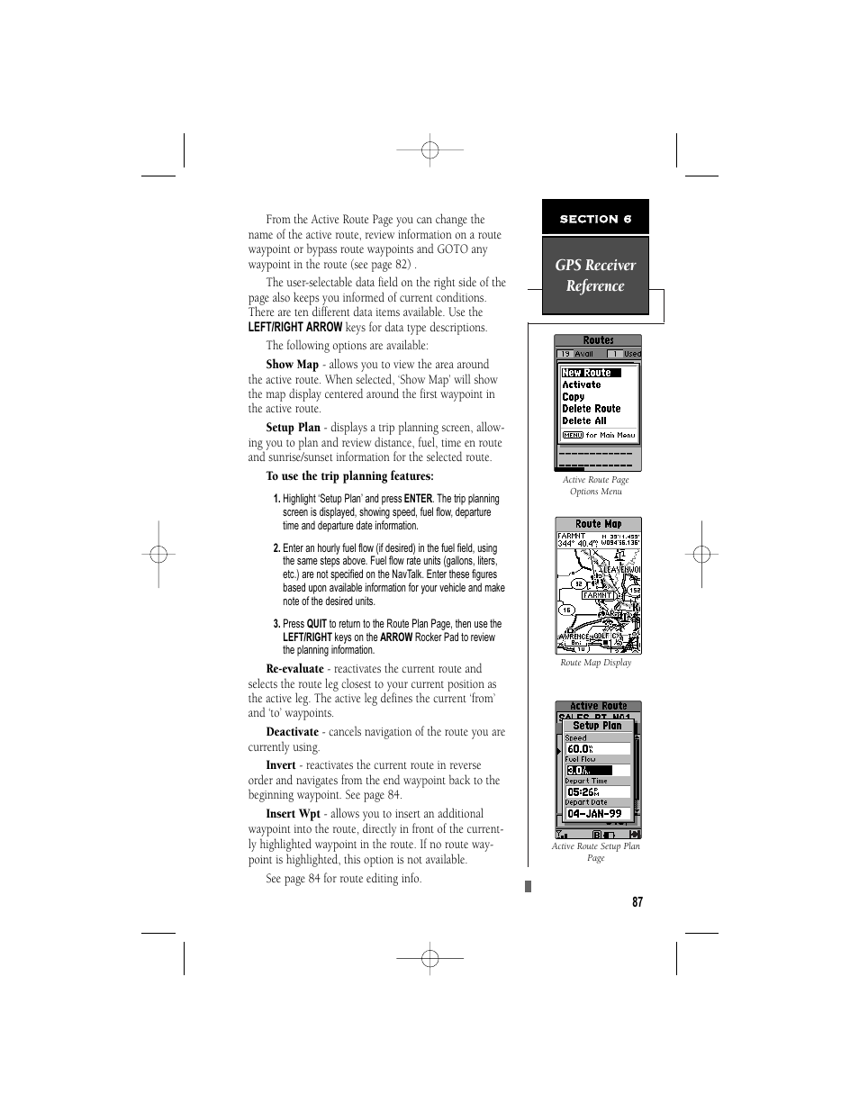 Gps receiver reference | Garmin NavTalk User Manual | Page 99 / 128