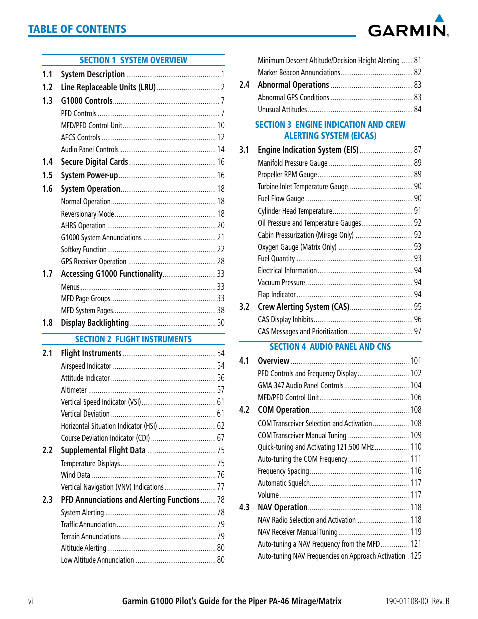 Garmin G1000 Piper PA-46 Matrix User Manual | Page 10 / 600