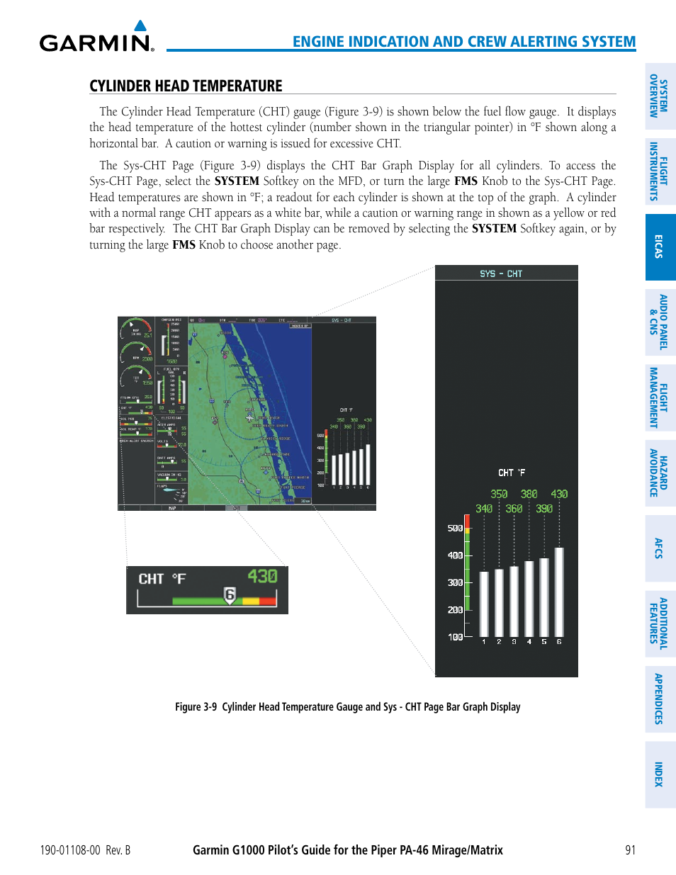 Cylinder head temperature, Engine indication and crew alerting system | Garmin G1000 Piper PA-46 Matrix User Manual | Page 105 / 600
