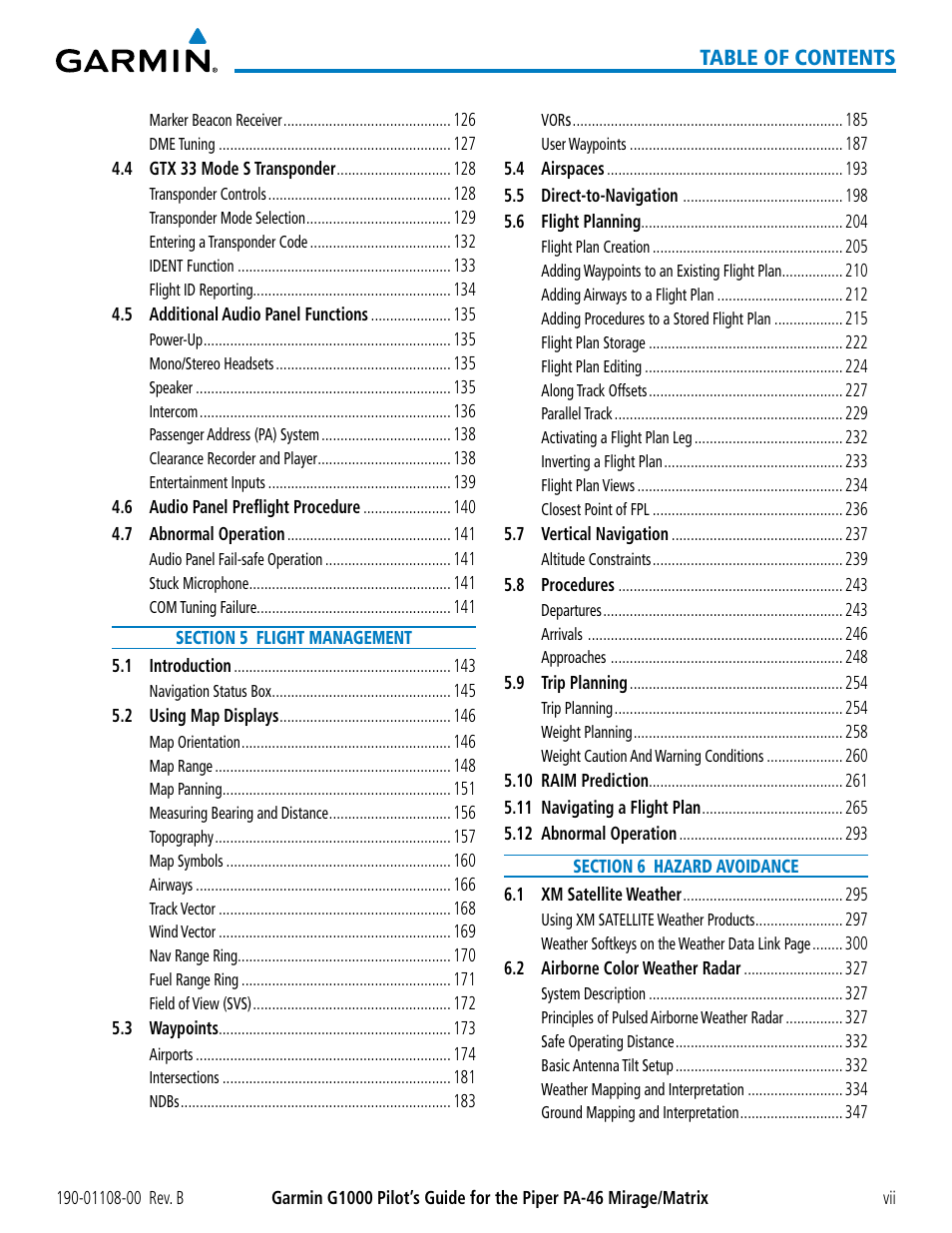 Garmin G1000 Piper PA-46 Matrix User Manual | Page 11 / 600