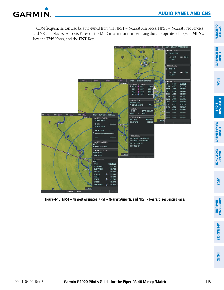 Audio panel and cns | Garmin G1000 Piper PA-46 Matrix User Manual | Page 129 / 600