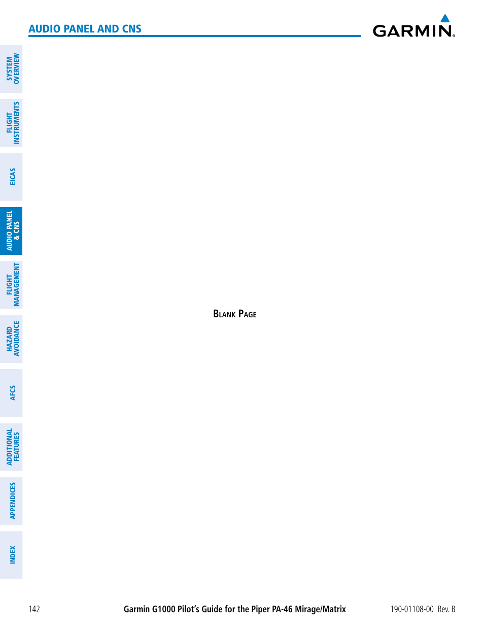 Audio panel and cns | Garmin G1000 Piper PA-46 Matrix User Manual | Page 156 / 600