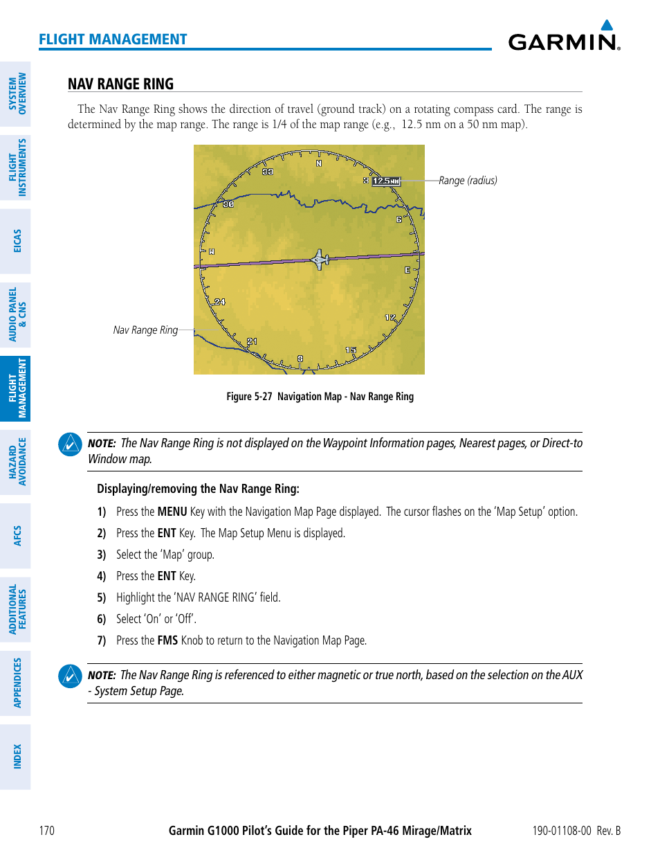 Nav range ring, Flight management | Garmin G1000 Piper PA-46 Matrix User Manual | Page 184 / 600