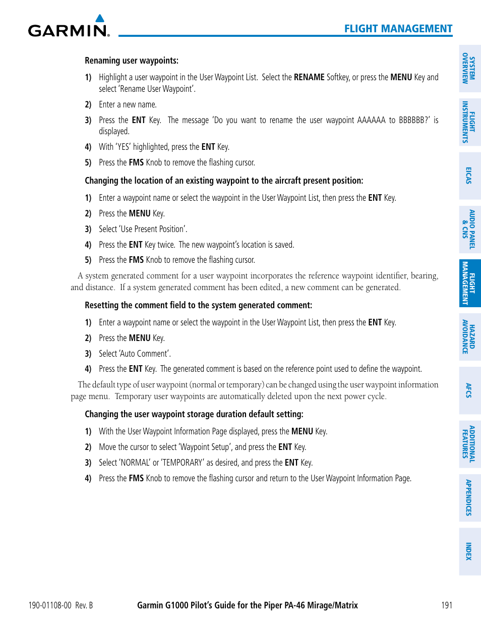 Flight management | Garmin G1000 Piper PA-46 Matrix User Manual | Page 205 / 600