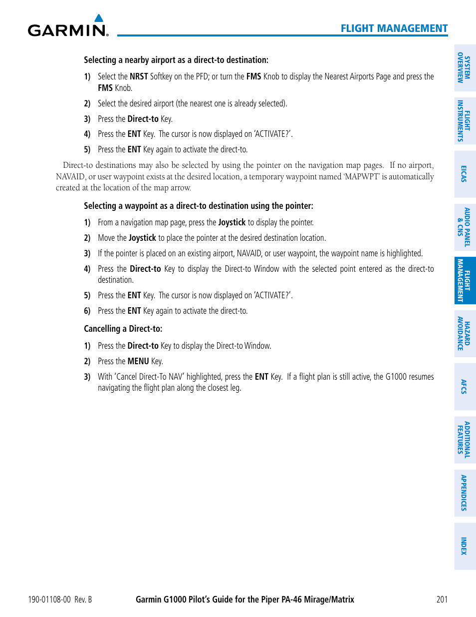 Flight management | Garmin G1000 Piper PA-46 Matrix User Manual | Page 215 / 600