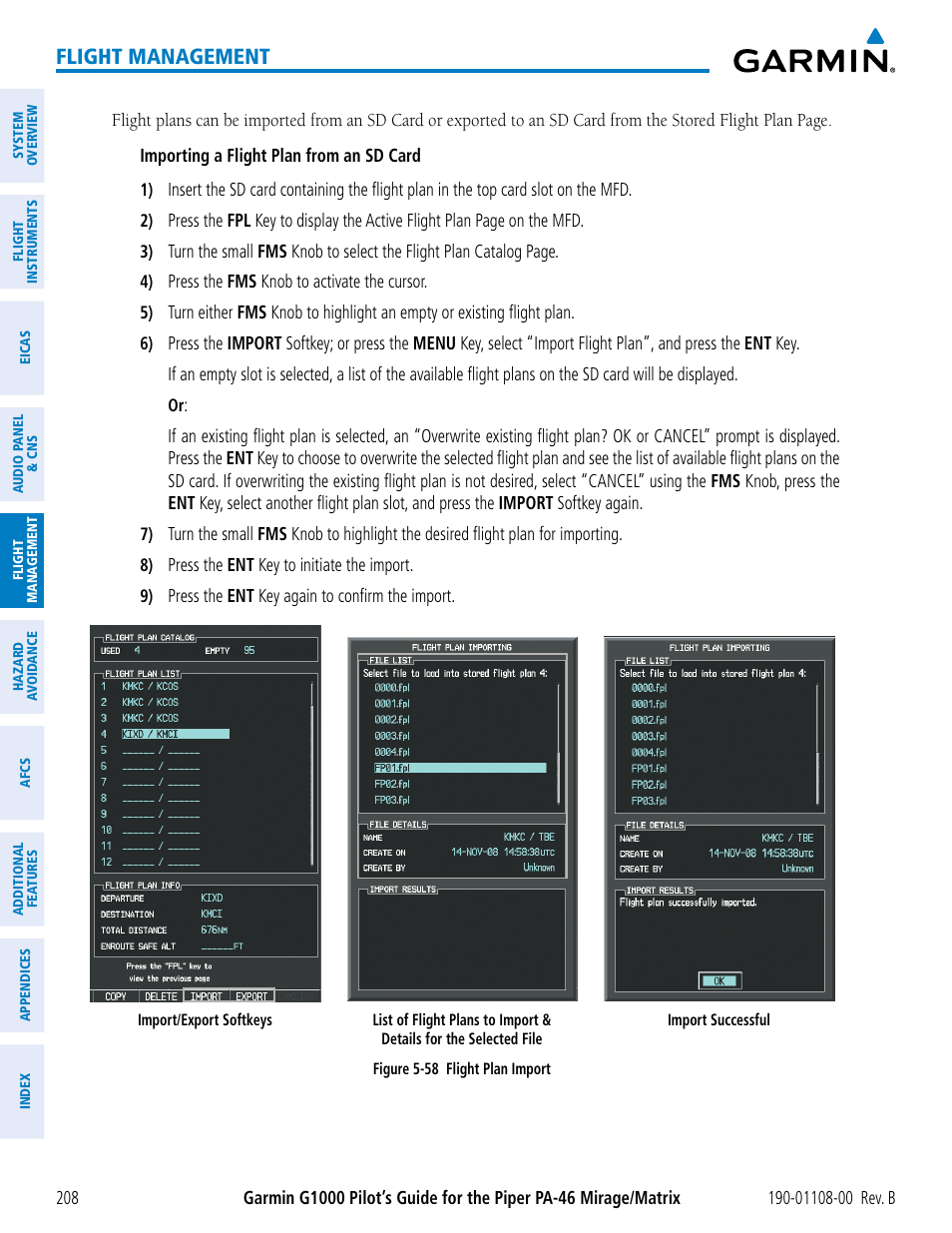 Flight management | Garmin G1000 Piper PA-46 Matrix User Manual | Page 222 / 600