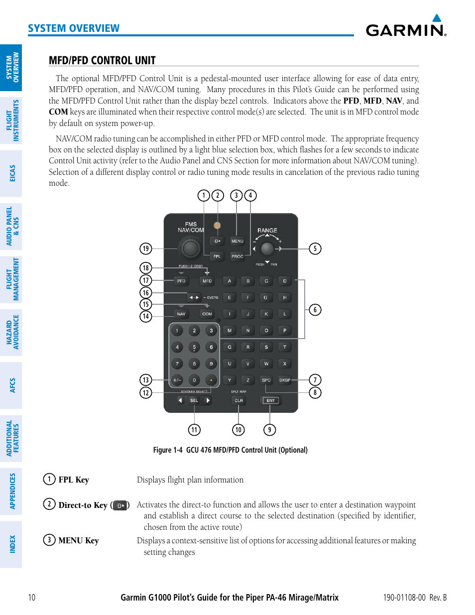 Mfd/pfd control unit, System overview | Garmin G1000 Piper PA-46 Matrix User Manual | Page 24 / 600