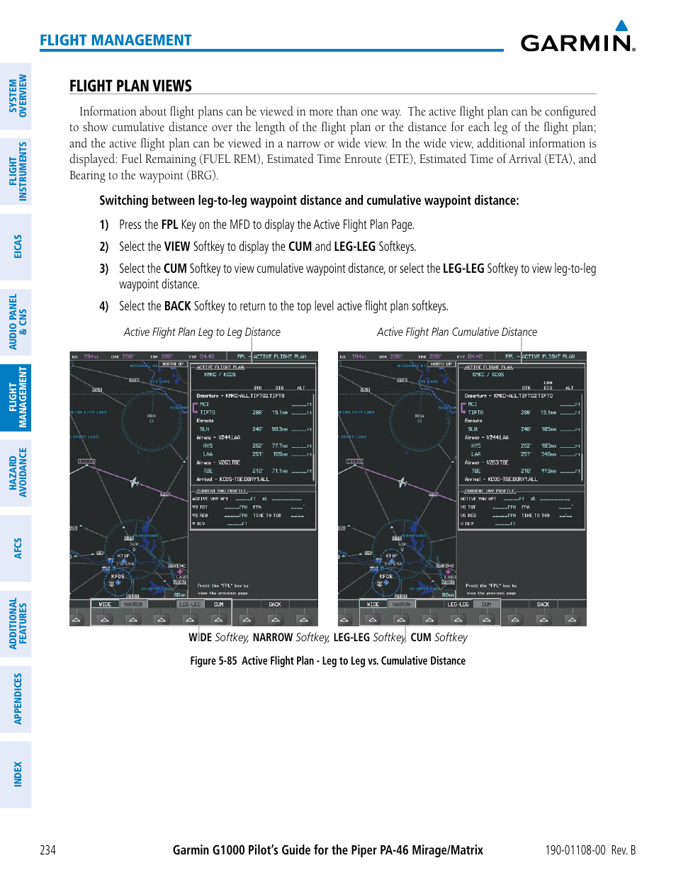 Flight plan views, Flight management | Garmin G1000 Piper PA-46 Matrix User Manual | Page 248 / 600