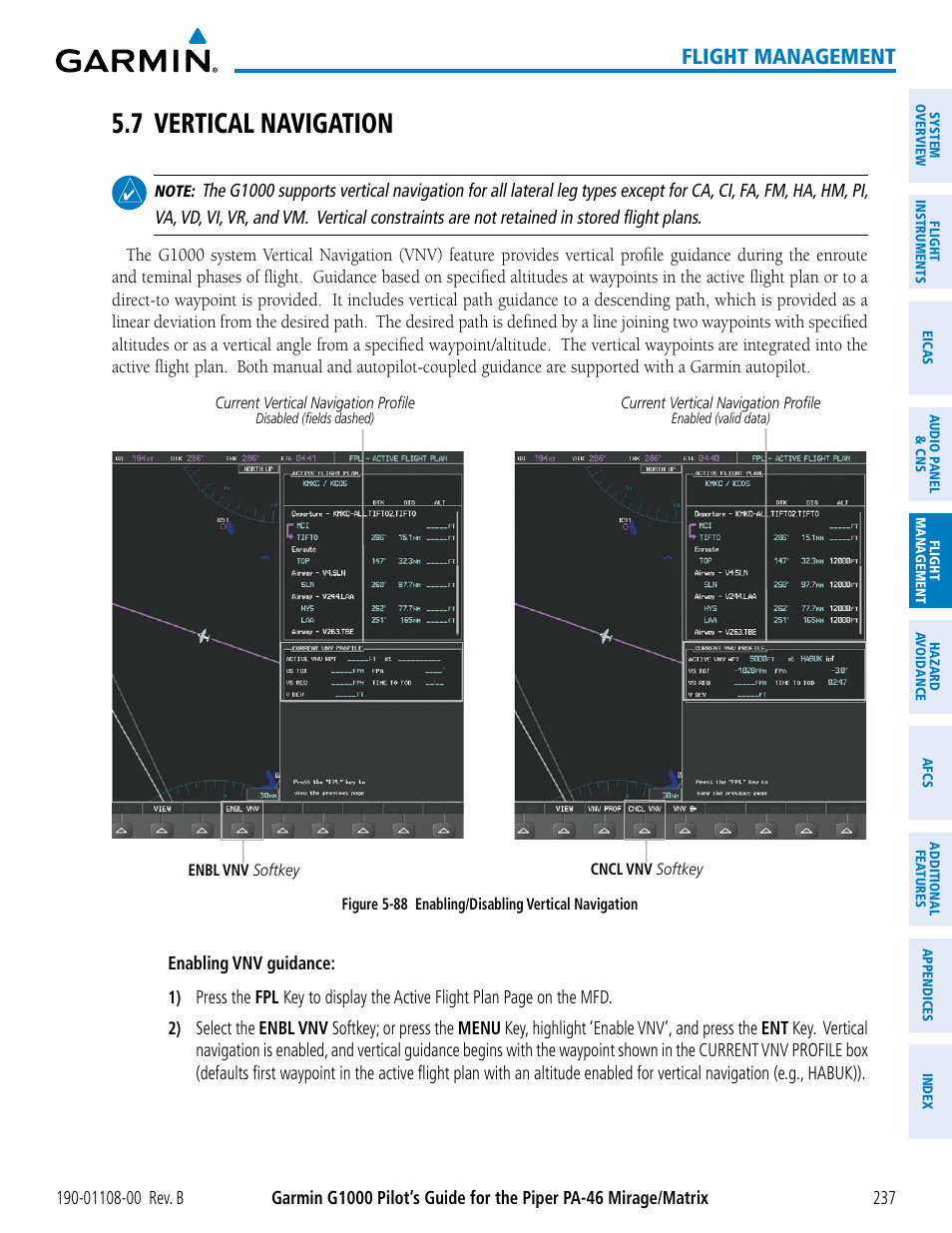 7 vertical navigation, Flight management | Garmin G1000 Piper PA-46 Matrix User Manual | Page 251 / 600