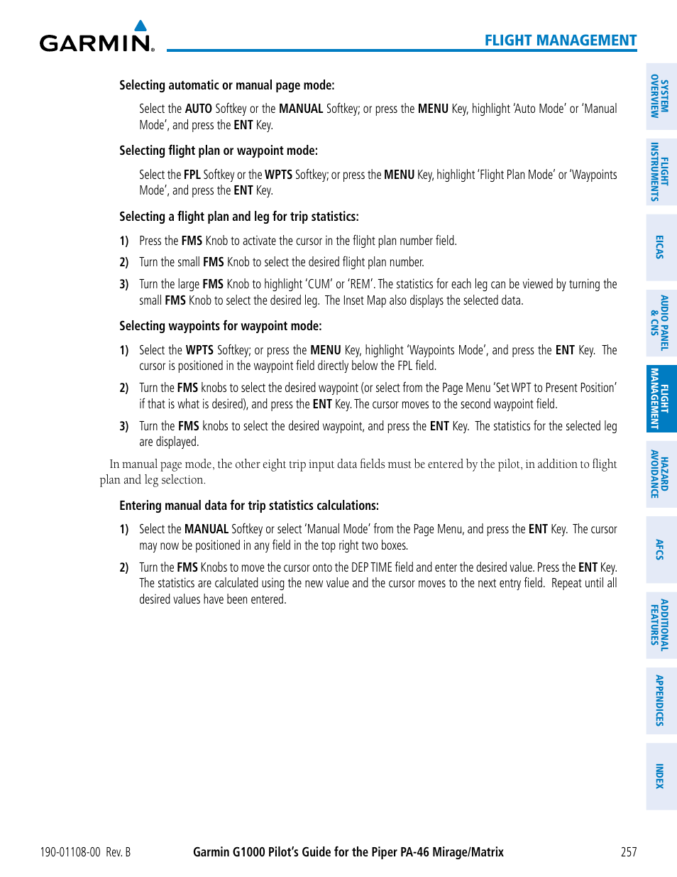 Flight management | Garmin G1000 Piper PA-46 Matrix User Manual | Page 271 / 600