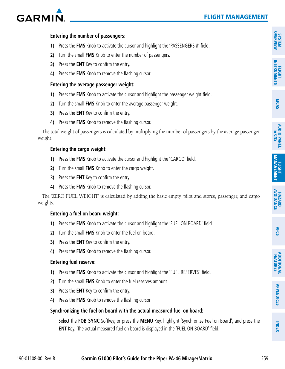 Flight management | Garmin G1000 Piper PA-46 Matrix User Manual | Page 273 / 600