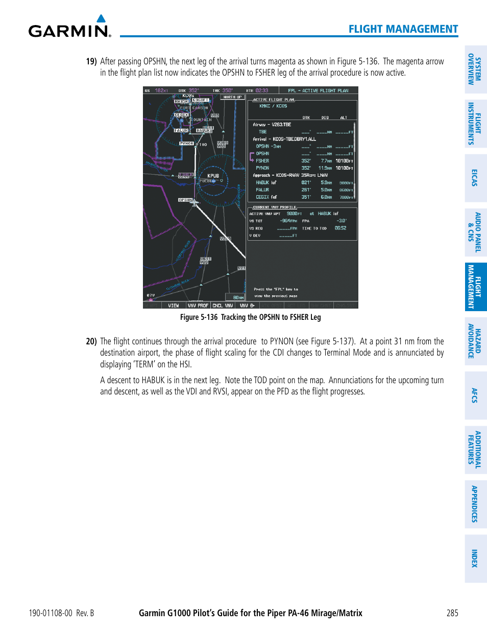 Flight management | Garmin G1000 Piper PA-46 Matrix User Manual | Page 299 / 600