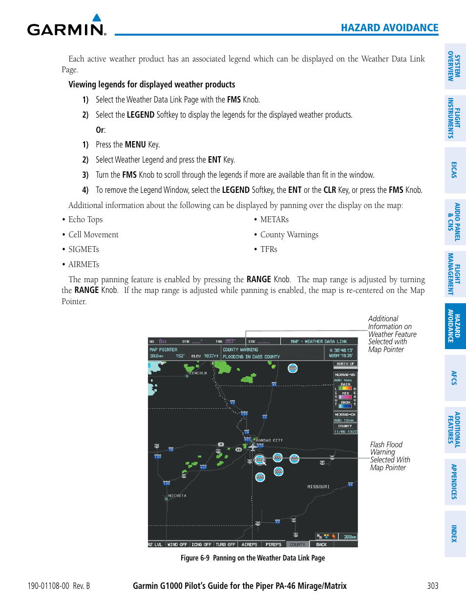 Hazard avoidance | Garmin G1000 Piper PA-46 Matrix User Manual | Page 317 / 600