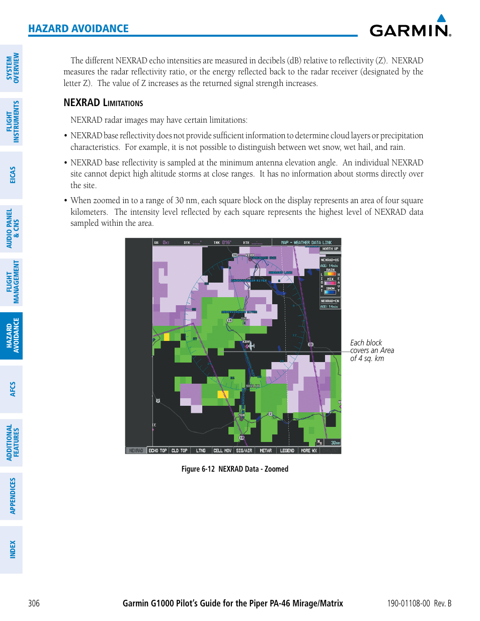 Hazard avoidance, Nexrad l | Garmin G1000 Piper PA-46 Matrix User Manual | Page 320 / 600