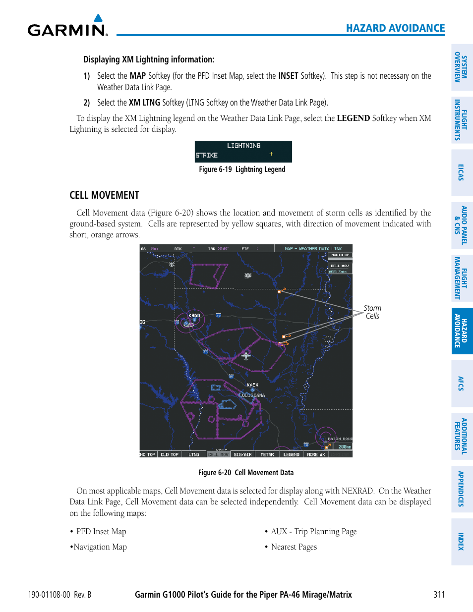 Hazard avoidance, Cell movement | Garmin G1000 Piper PA-46 Matrix User Manual | Page 325 / 600