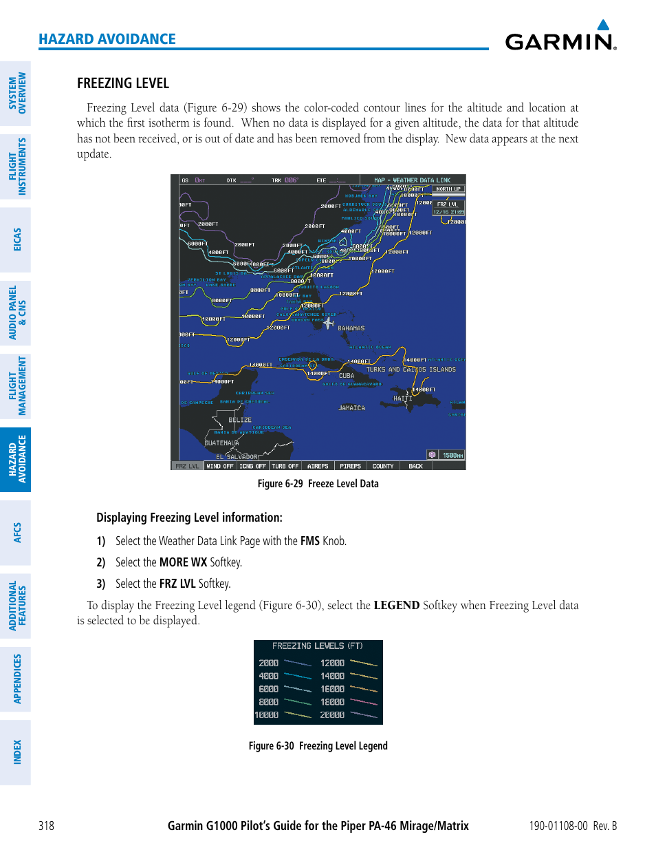 Hazard avoidance, Freezing level | Garmin G1000 Piper PA-46 Matrix User Manual | Page 332 / 600