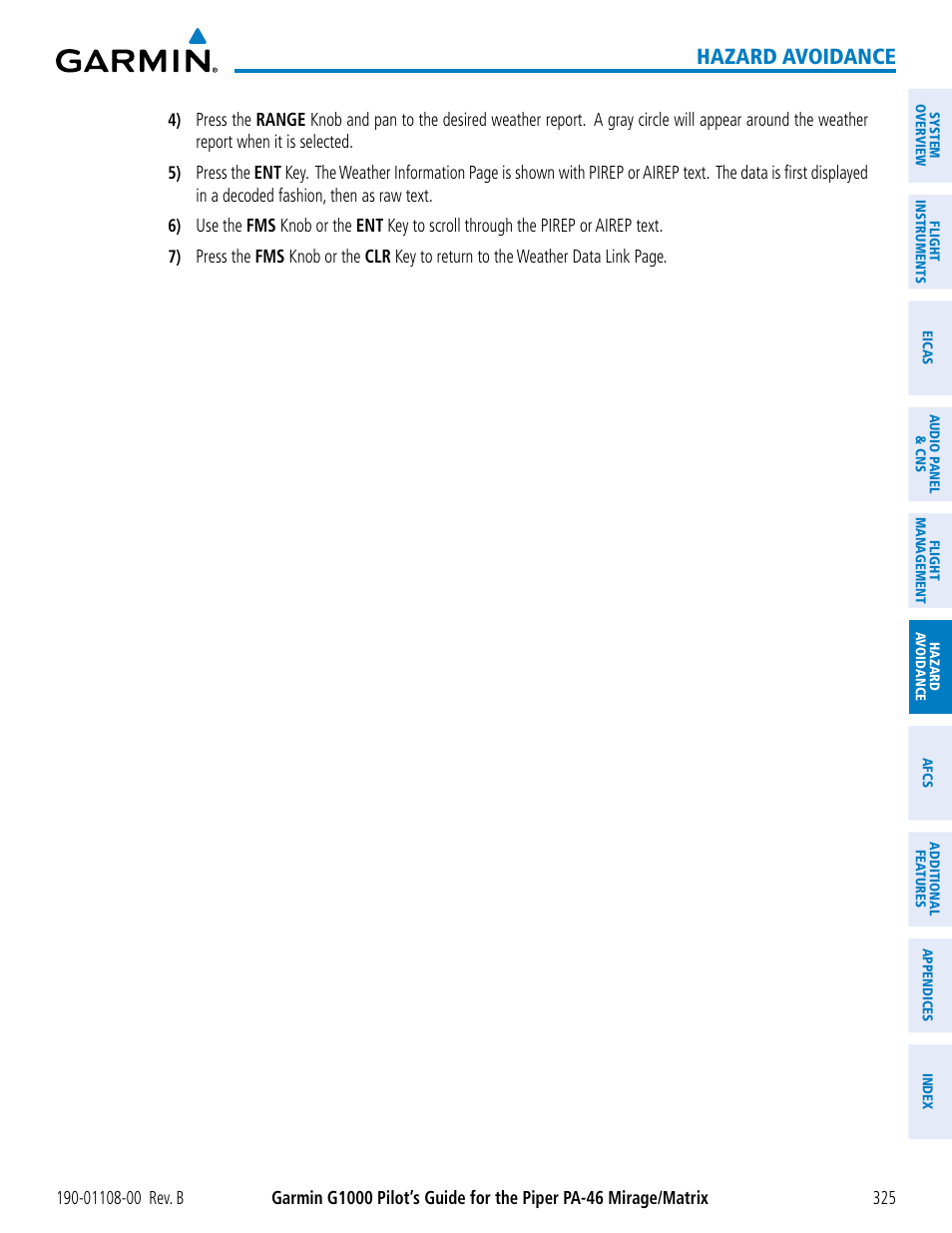 Hazard avoidance | Garmin G1000 Piper PA-46 Matrix User Manual | Page 339 / 600