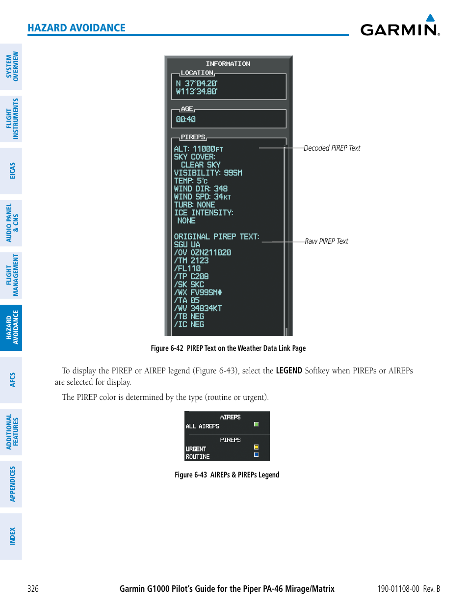 Hazard avoidance | Garmin G1000 Piper PA-46 Matrix User Manual | Page 340 / 600