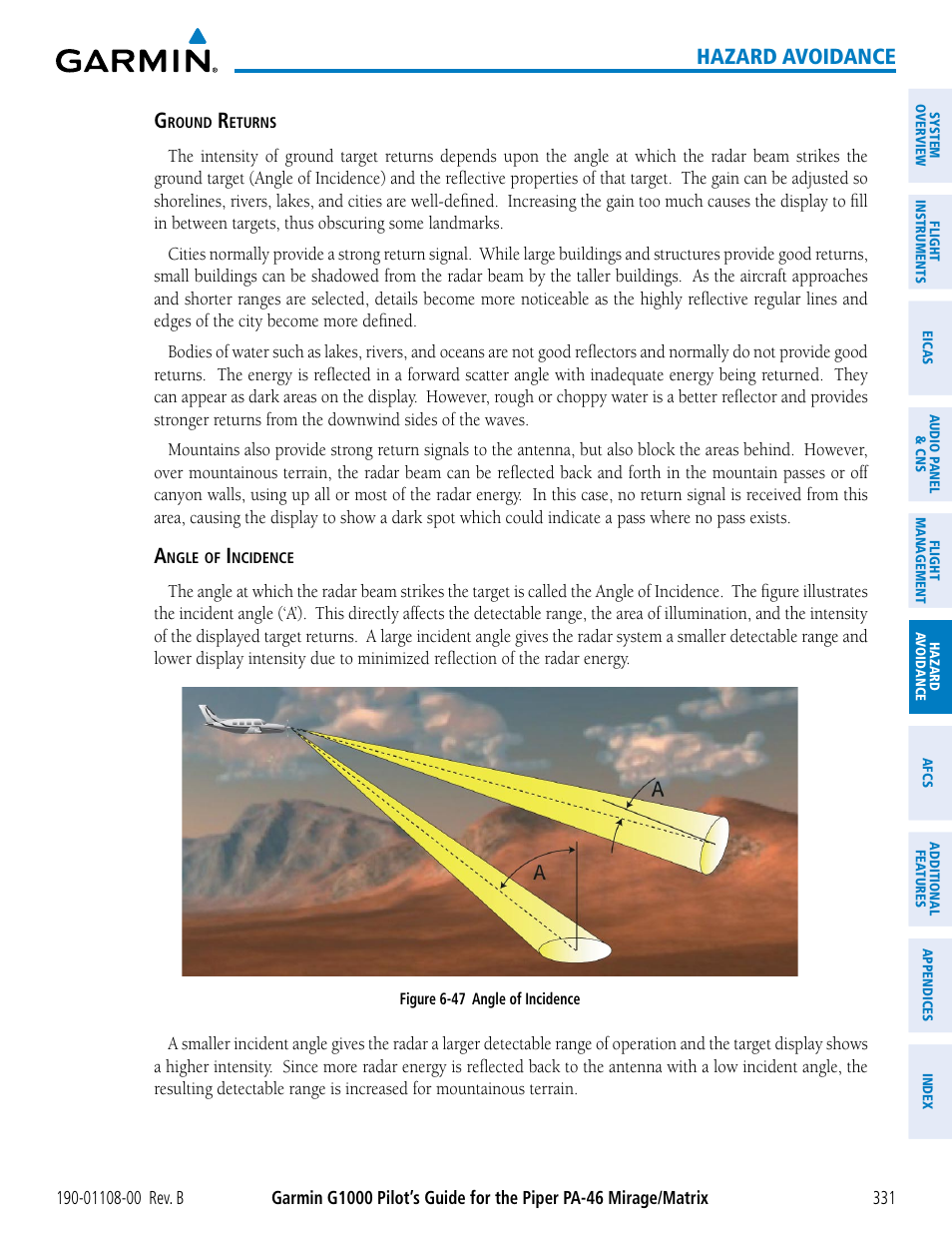 Hazard avoidance | Garmin G1000 Piper PA-46 Matrix User Manual | Page 345 / 600