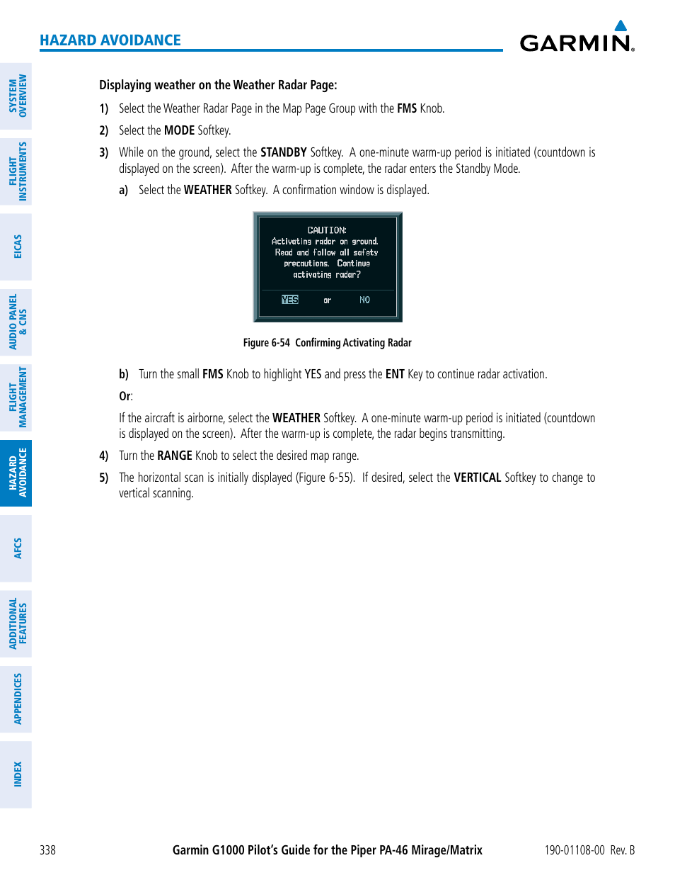 Hazard avoidance | Garmin G1000 Piper PA-46 Matrix User Manual | Page 352 / 600