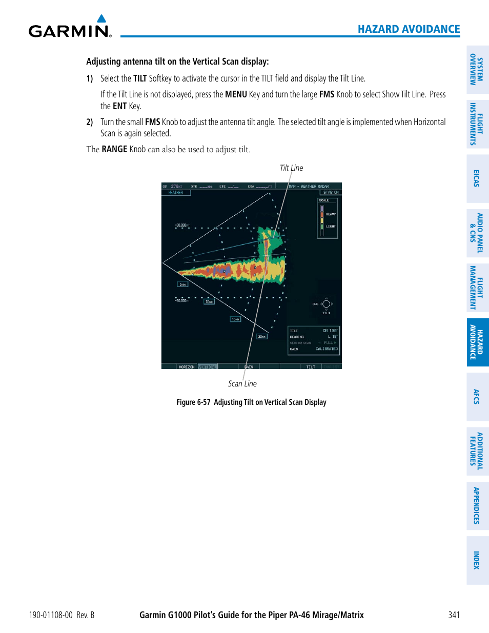 Hazard avoidance | Garmin G1000 Piper PA-46 Matrix User Manual | Page 355 / 600