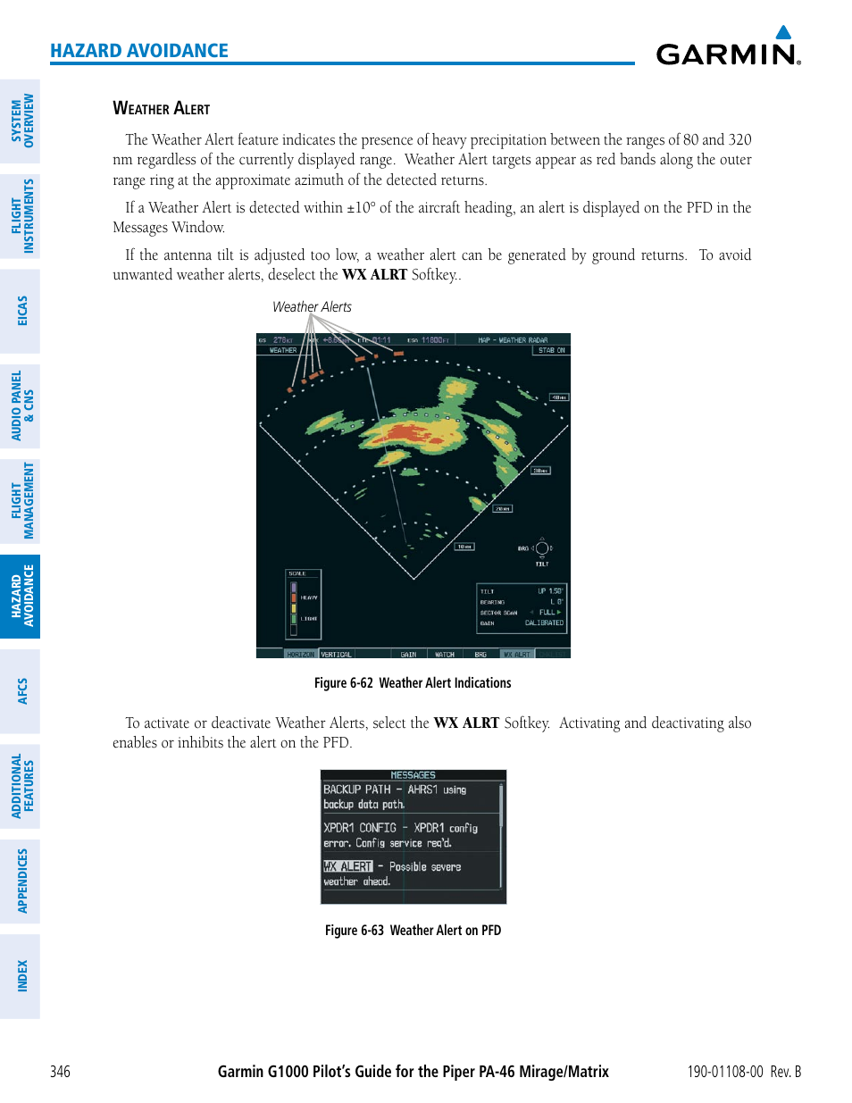 Hazard avoidance | Garmin G1000 Piper PA-46 Matrix User Manual | Page 360 / 600