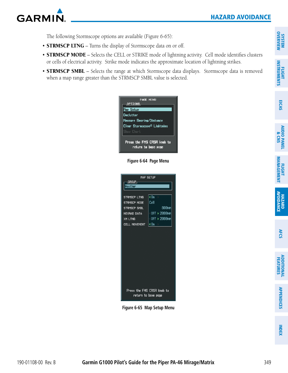 Hazard avoidance | Garmin G1000 Piper PA-46 Matrix User Manual | Page 363 / 600