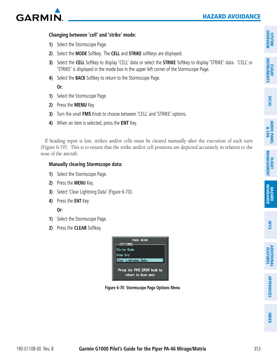 Hazard avoidance | Garmin G1000 Piper PA-46 Matrix User Manual | Page 367 / 600