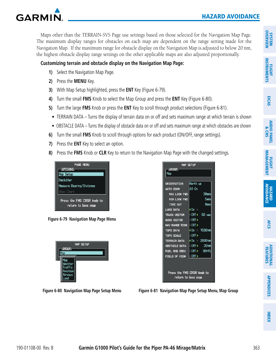 Hazard avoidance | Garmin G1000 Piper PA-46 Matrix User Manual | Page 377 / 600