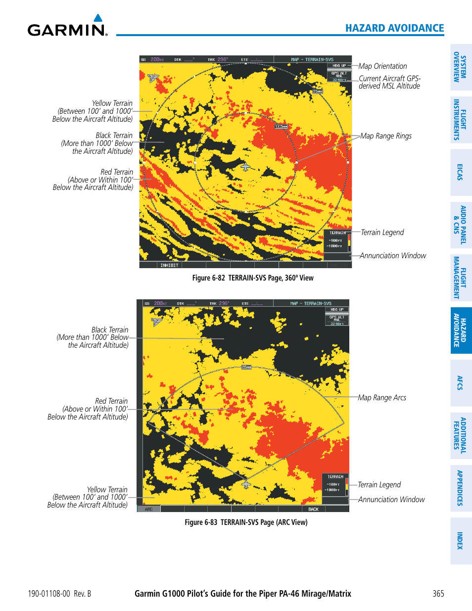 Hazard avoidance | Garmin G1000 Piper PA-46 Matrix User Manual | Page 379 / 600