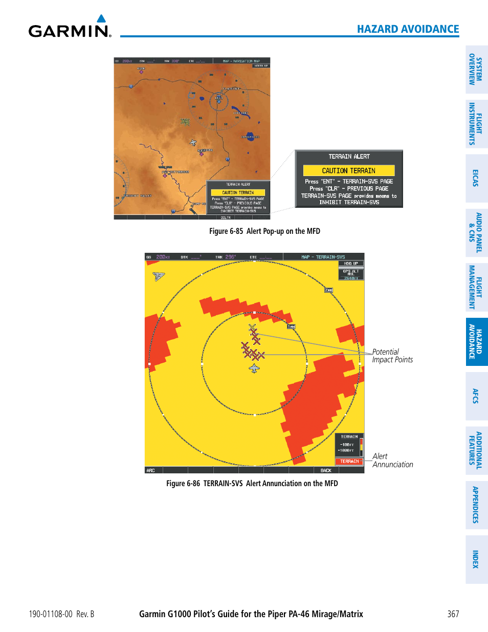 Hazard avoidance | Garmin G1000 Piper PA-46 Matrix User Manual | Page 381 / 600