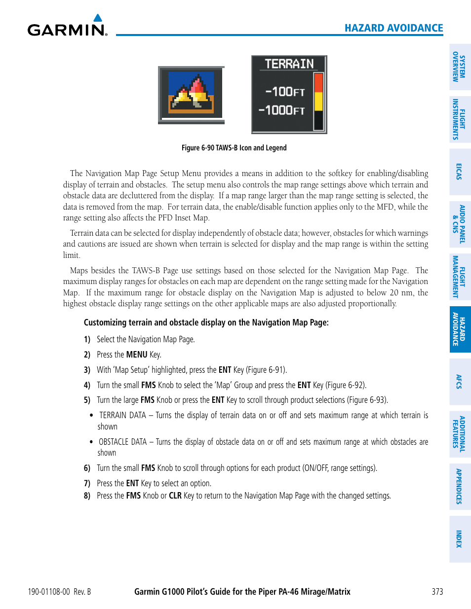 Hazard avoidance | Garmin G1000 Piper PA-46 Matrix User Manual | Page 387 / 600