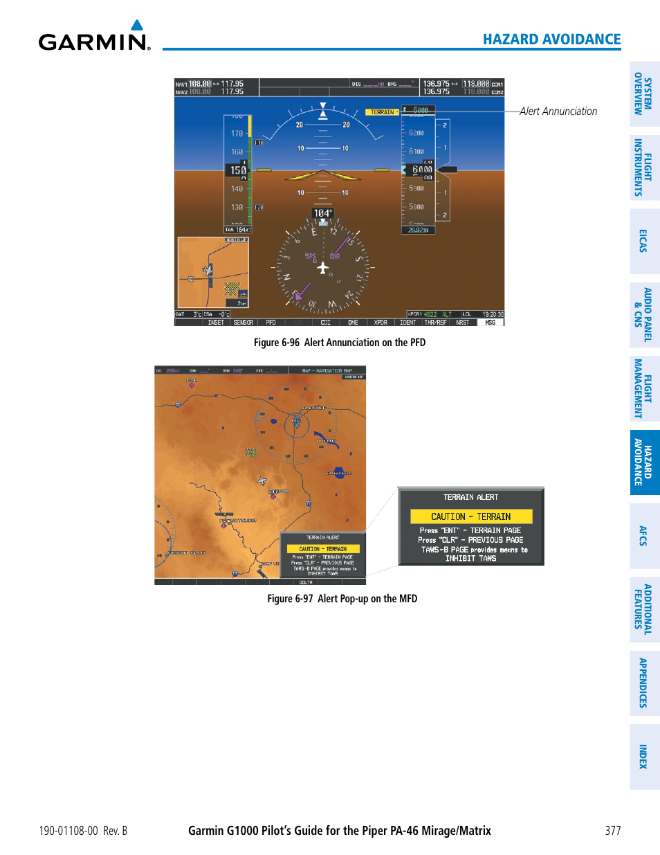 Hazard avoidance | Garmin G1000 Piper PA-46 Matrix User Manual | Page 391 / 600