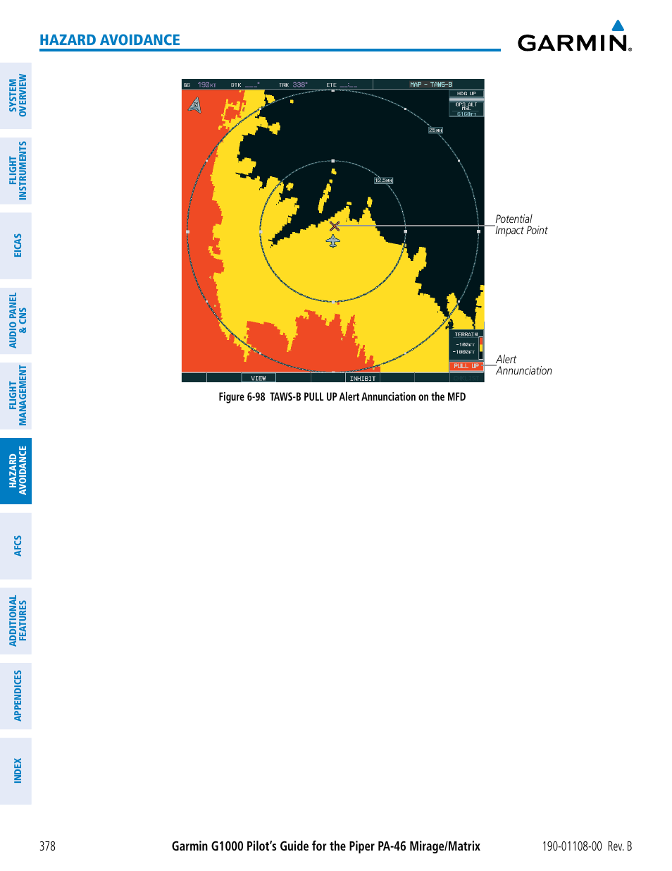 Hazard avoidance | Garmin G1000 Piper PA-46 Matrix User Manual | Page 392 / 600