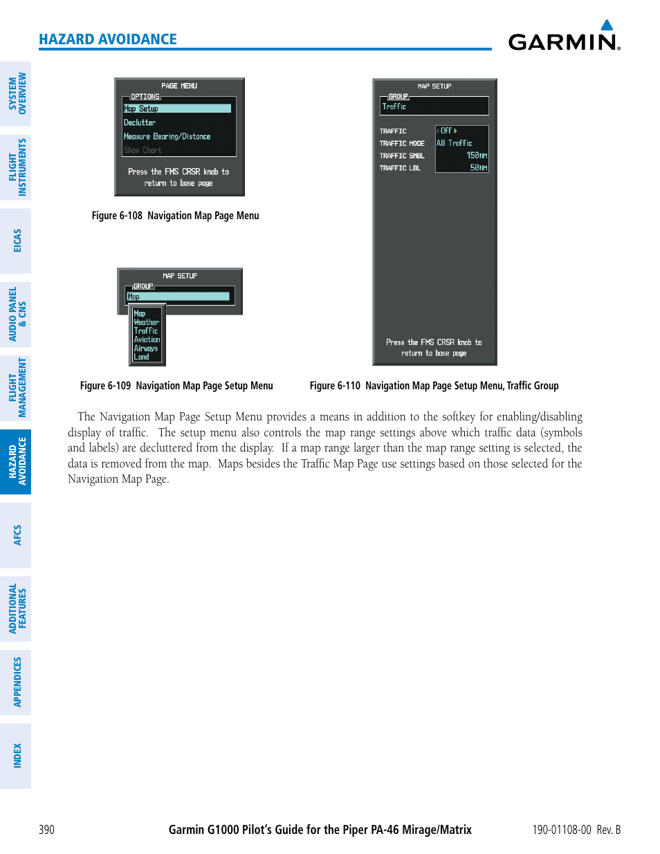 Hazard avoidance | Garmin G1000 Piper PA-46 Matrix User Manual | Page 404 / 600