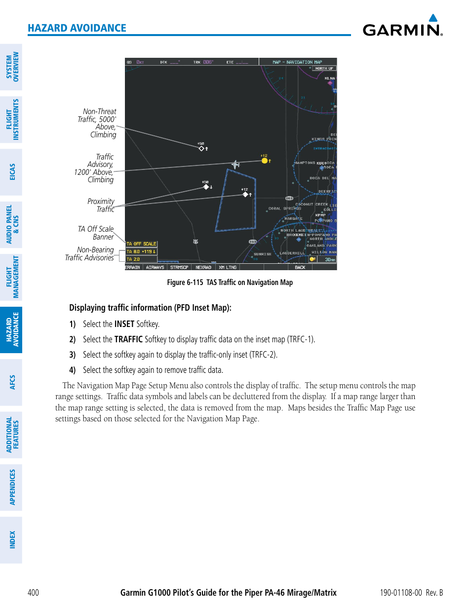 Hazard avoidance | Garmin G1000 Piper PA-46 Matrix User Manual | Page 414 / 600